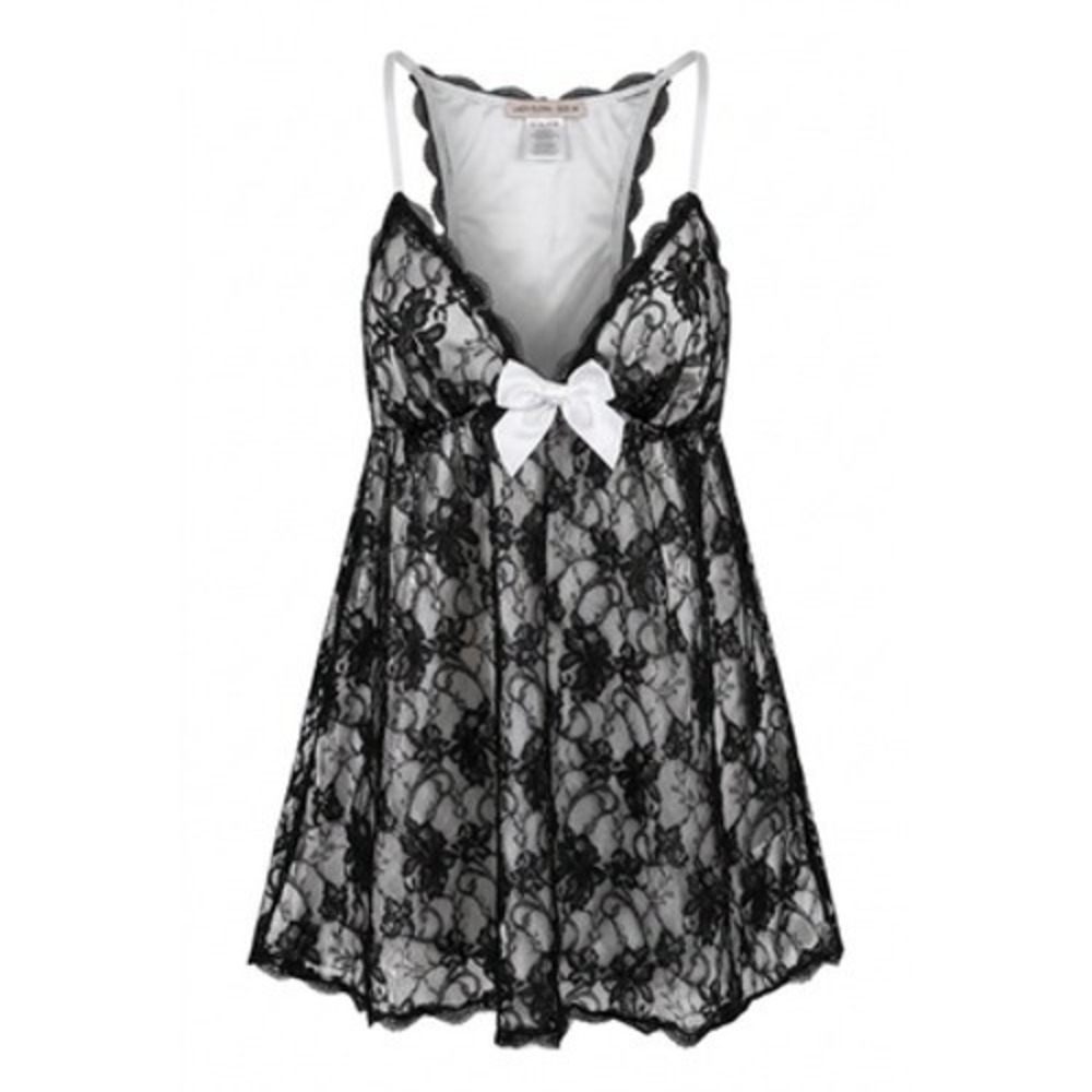 VTG Victoria's Secret Lace Cami Babydoll Top Women M Black Whimsigoth Goth Vamp